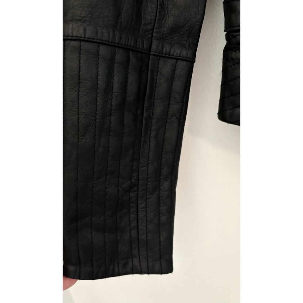 GUESS Vintage 100% Leather Jacket Biker Black Zip Women's Size Small - Picture 12 of 16